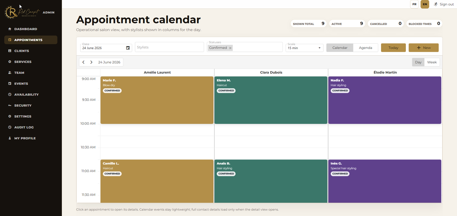 HMF Booking online appointment calendar